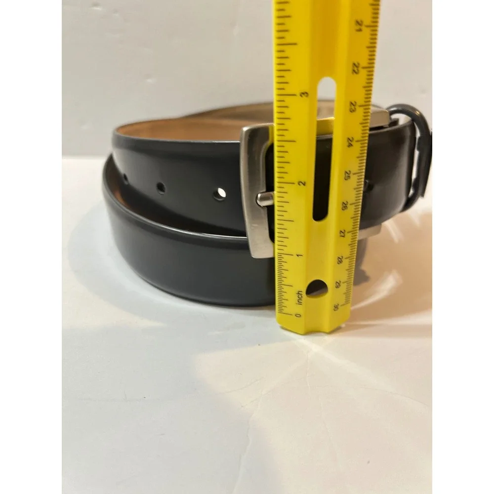 Bruno Magli Mens Black Leather Dress Belt Silver Buckle Size 32 80 Made in PRC